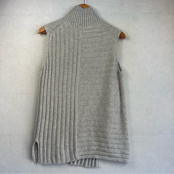Vince Wool Cashmere Blend Size M Gray Mixed Ribbed Sleeveless Turtleneck Sweater - Picture 7 of 13